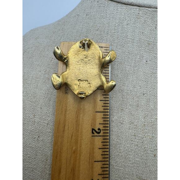 Alva Museum Replica Frog Brooch Pin‎ Matte Gold Tone Toad - Picture 7 of 9